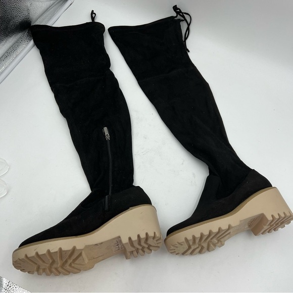Nicole Miller Black Faux Suede Over the Knee Boots Size 6.5 - Picture 3 of 6